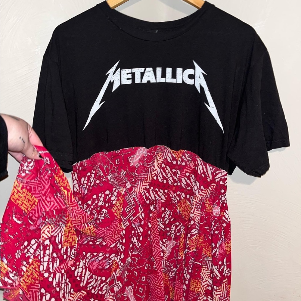 Reworked thrifted band tee dress